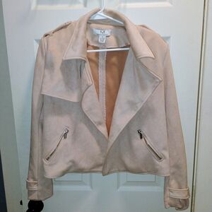Magaschoni Blush Pink Motorcycle Jacket Faux Suede